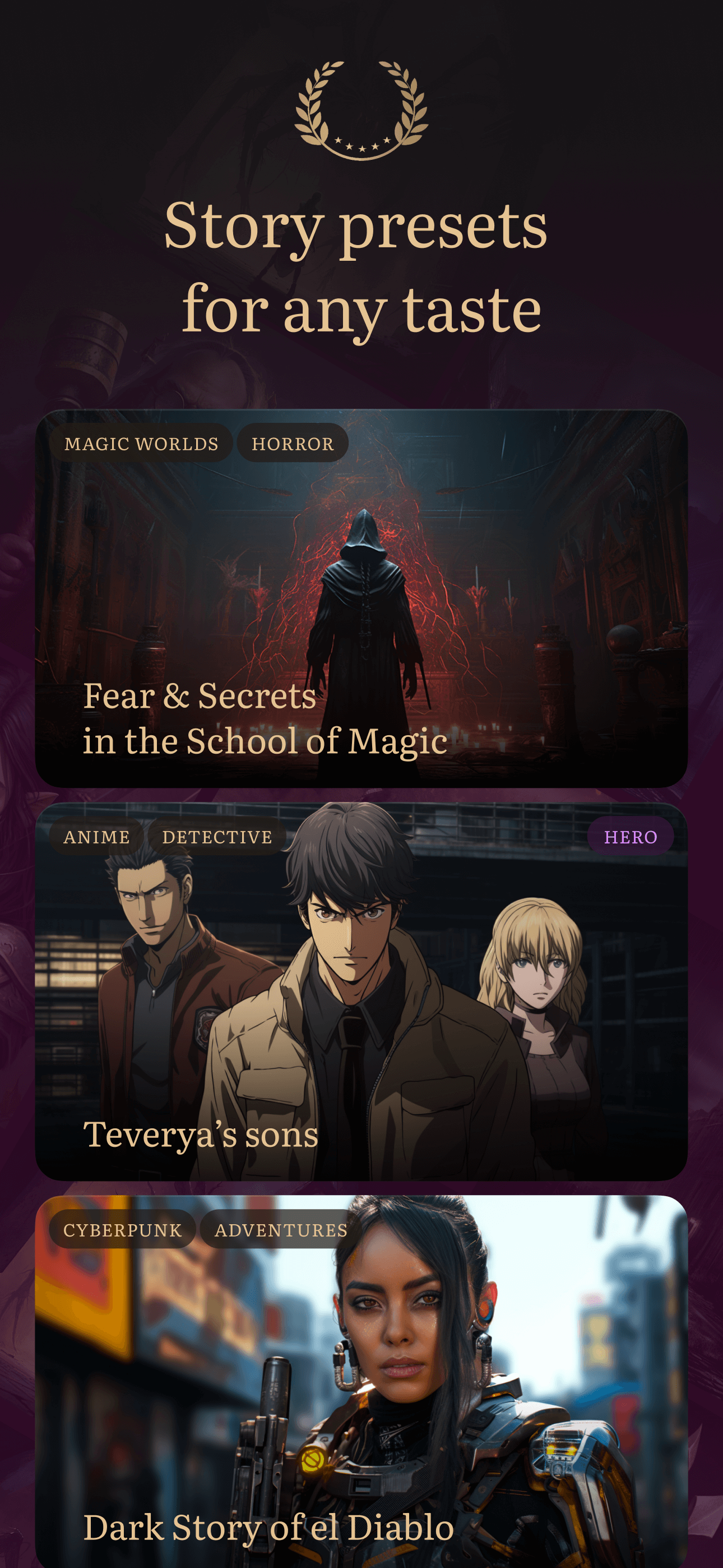 Infables: AI Powered Quests - Mobiele game: oneindige tekstgebaseerde generatieve RPG-avonturen media 3