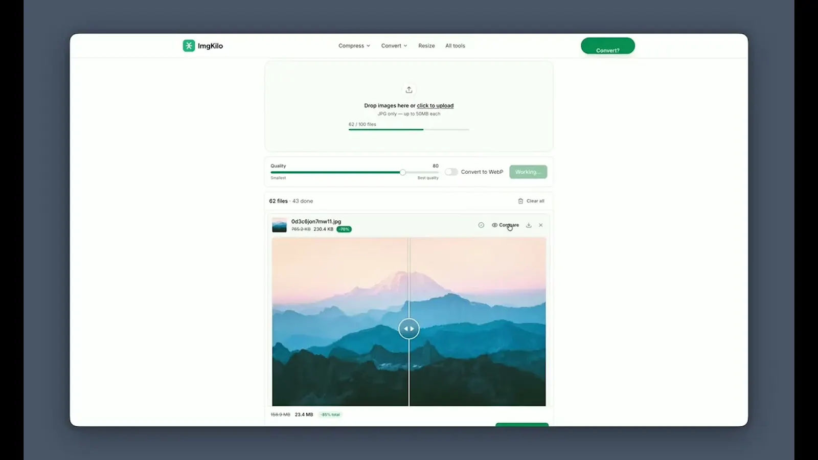 ImgKilo - Compress & Resize Images screenshot 1 (video preview)