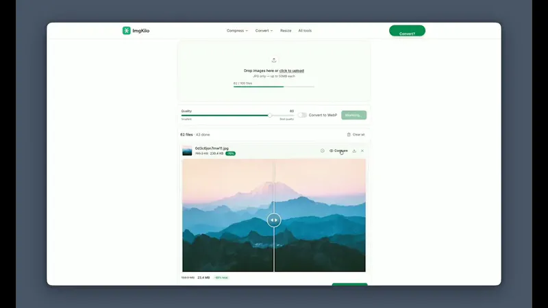ImgKilo - Compress & Resize Images screenshot 1 (video preview)