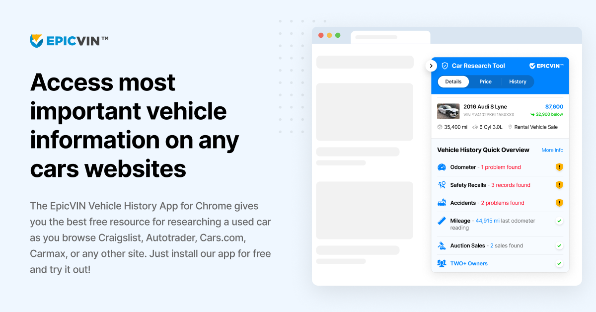 Chrome 용 Epicvin Vehicle History 앱 media 3