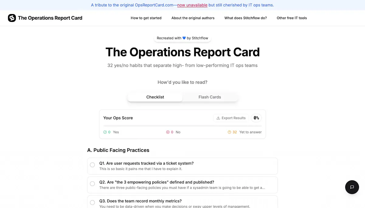 Ops Report Card: Recreated by Stitchflow