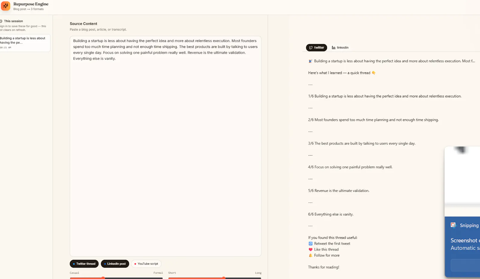 Repurpose screenshot 2