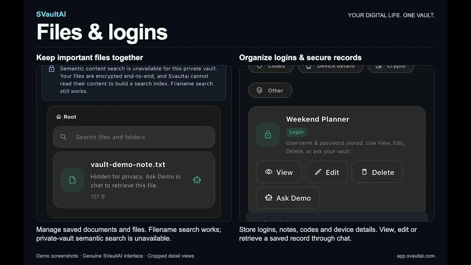SVaultAI screenshot 1 (video preview)