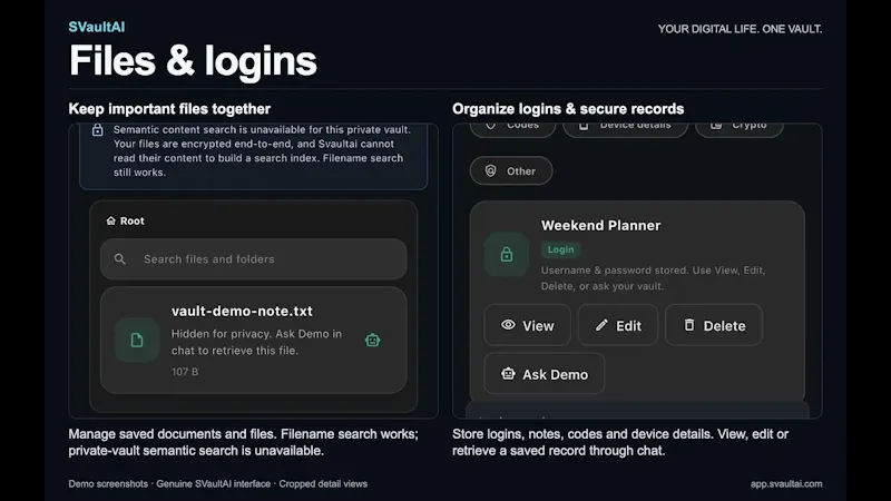 SVaultAI screenshot 1 (video preview)