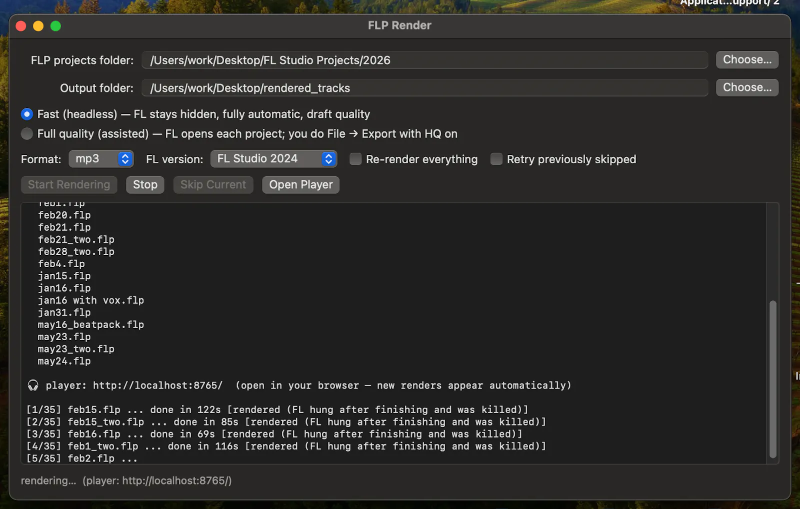 flprender — batch export FLPs to mp3s screenshot 1