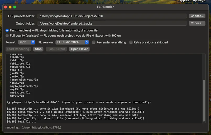 flprender — batch export FLPs to mp3s screenshot 1