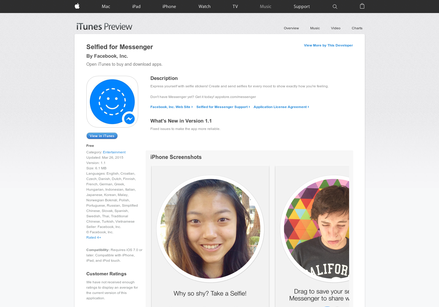 Selfied for Messenger