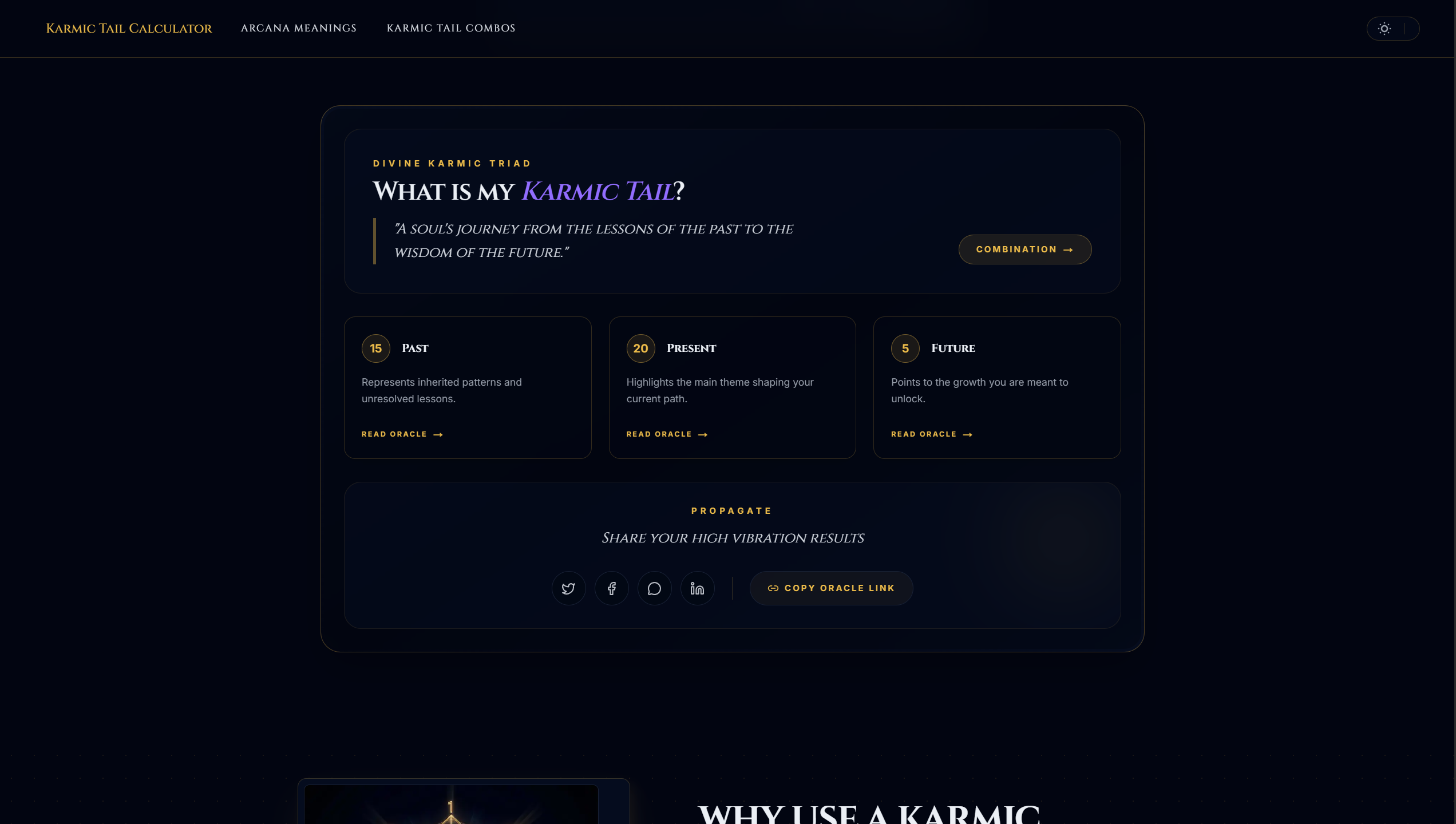 Karmic Tail Calculator - Screenshot 2 showing product features and functionality
