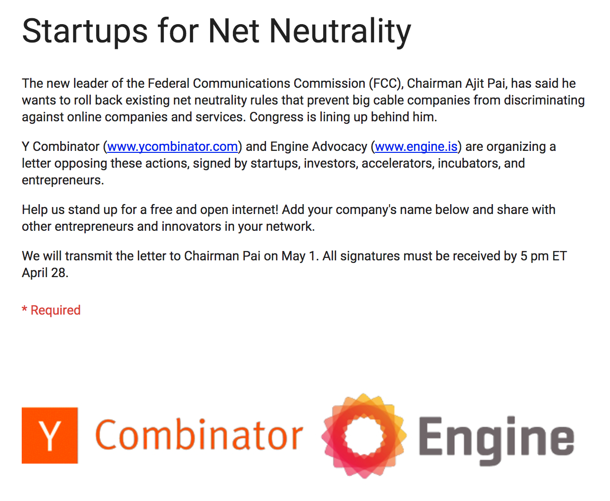 Start-up Letter to Protect Net Neutrality gallery image