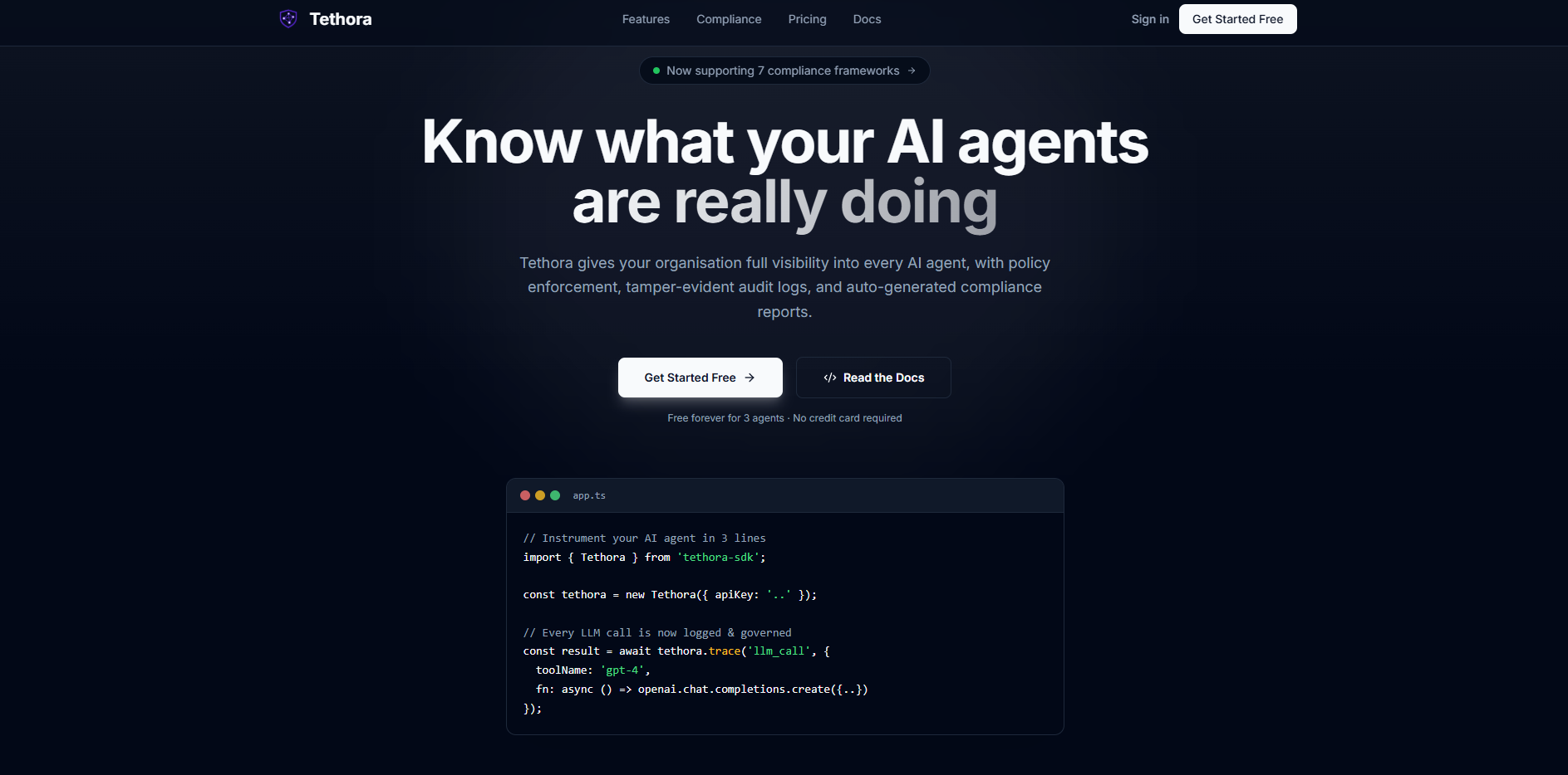 Tethora - AI agent governance gallery image