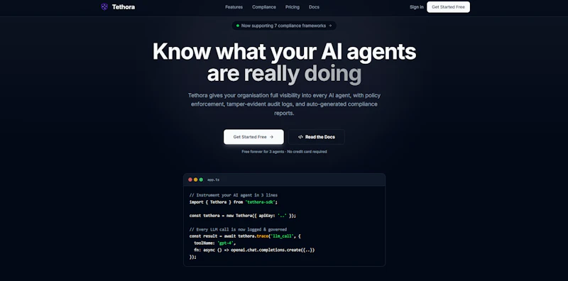 Tethora - AI agent governance screenshot 1