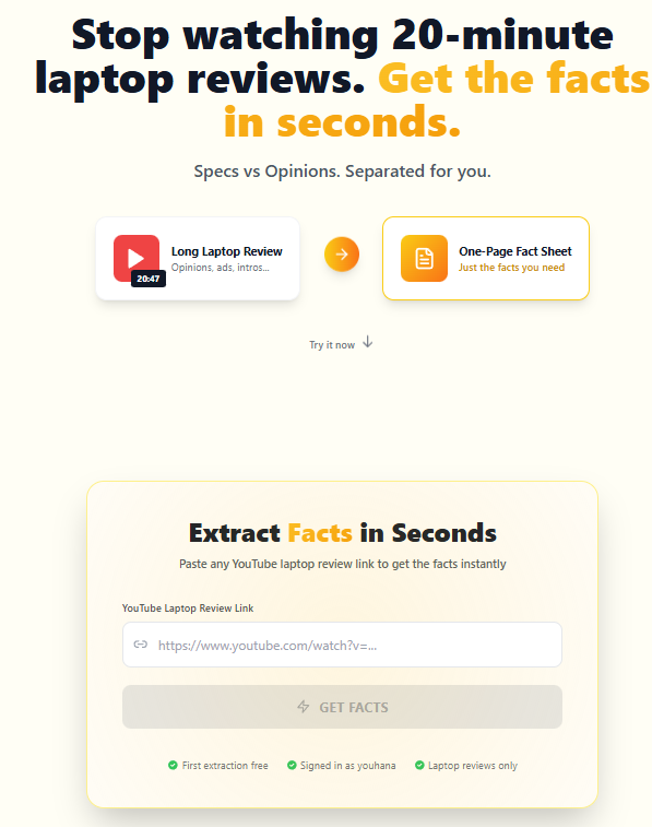Sincer: Laptop Fact-Finder - Screenshot 2 showing product features and functionality