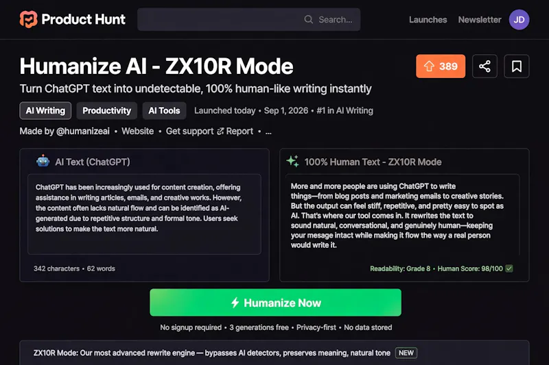 Humanize AI - ZX10R Mode screenshot 2