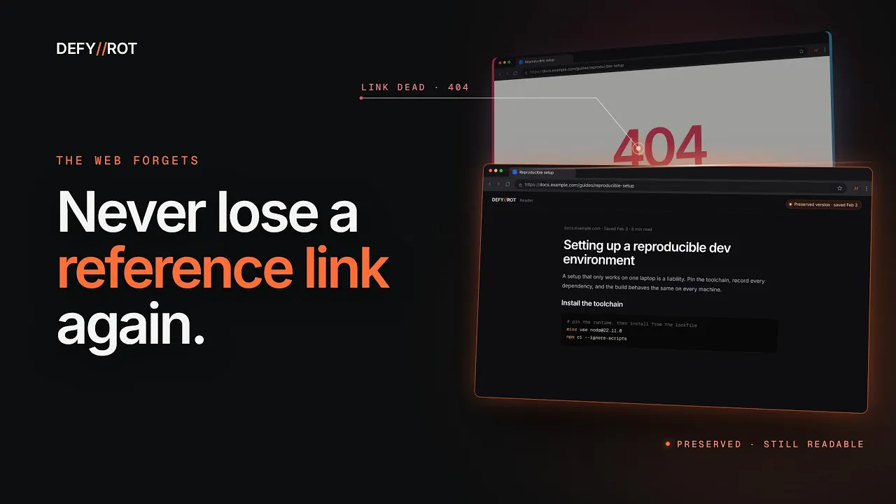 DefyRot — Never lose a reference link. gallery image