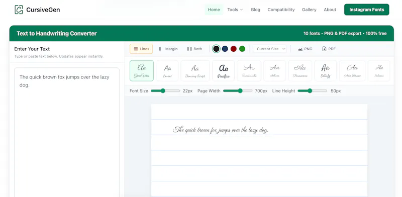 CursiveGen screenshot 2