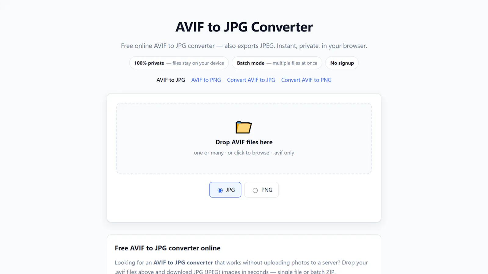 Convert AVIF screenshot 1