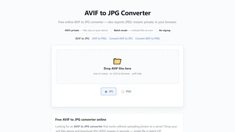 Convert AVIF screenshot 1