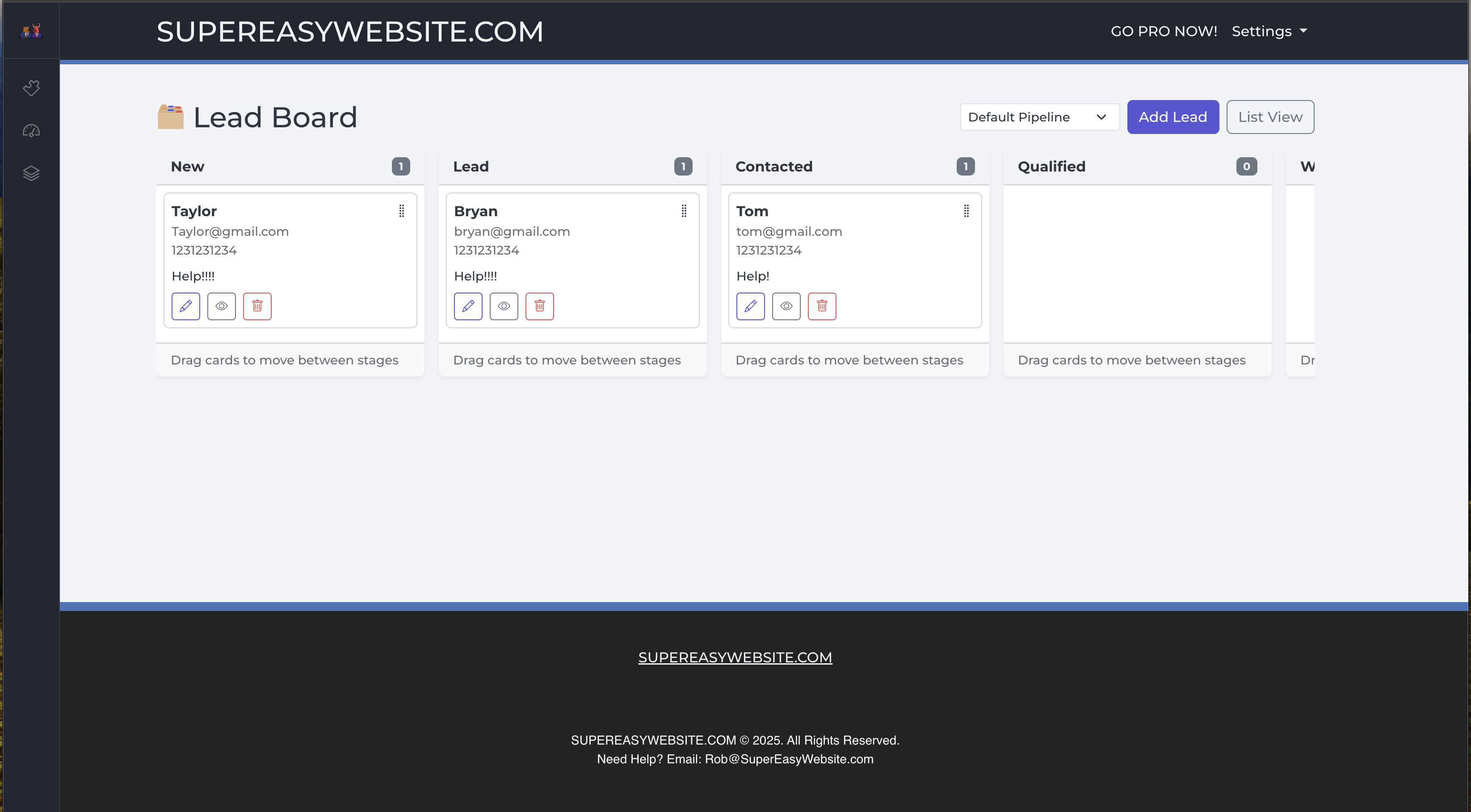 SUPEREASYWEBSITE.COM - 1 pagina Site Builder Lichtgewicht CRM media 2