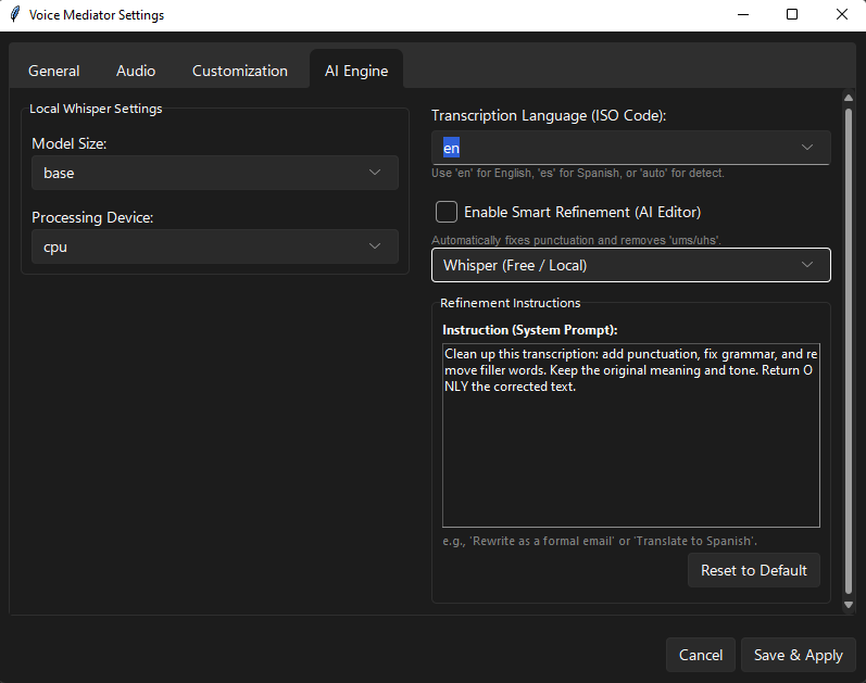 Voice Mediator - Screenshot 2 showing product features and functionality