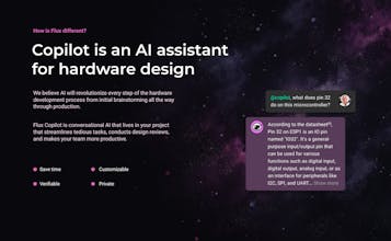 O espaço de trabalho de design elegante e intuitivo da Flux para desenvolvimento ágil de hardware.