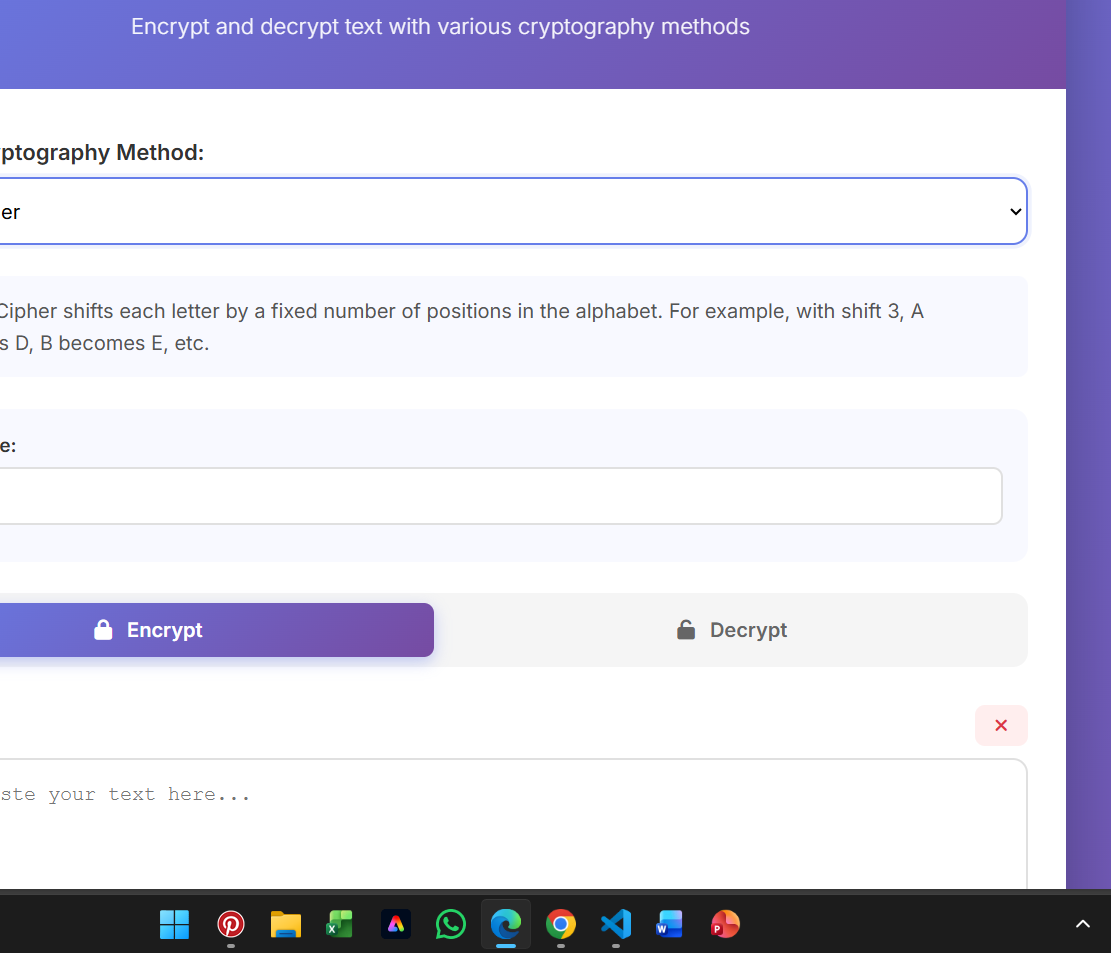Text Cryptography Tool