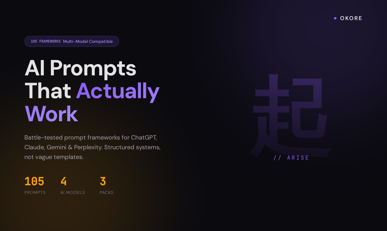 OKORE - Main product screenshot demonstrating key features and user interface