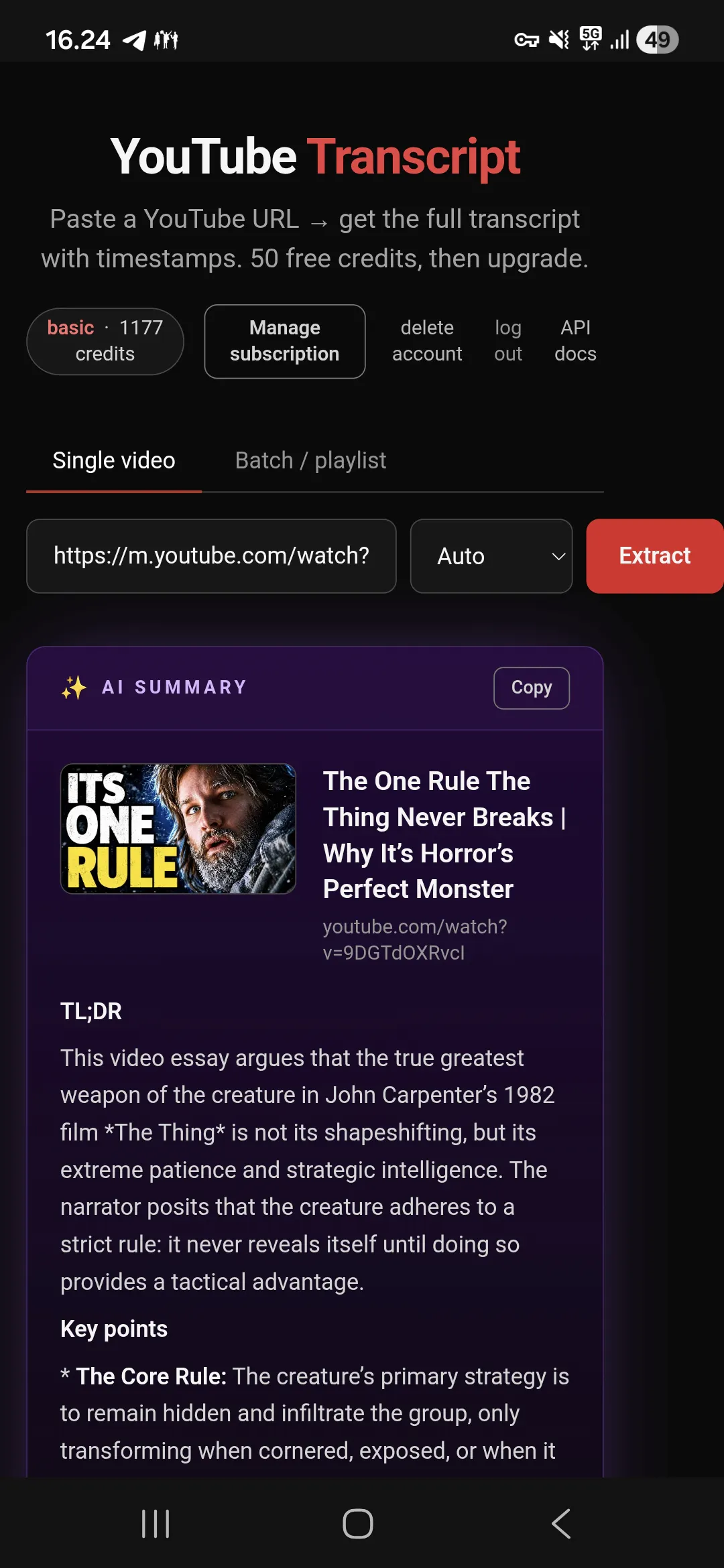 YouTube AI Summarizer and Transcripts gallery image