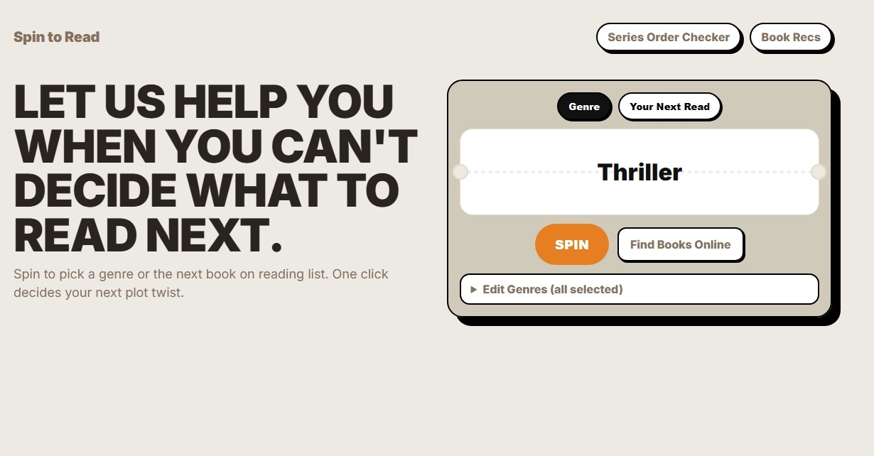 Spintoread - Non rimanere mai bloccato a raccogliere il tuo prossimo libro. media 1