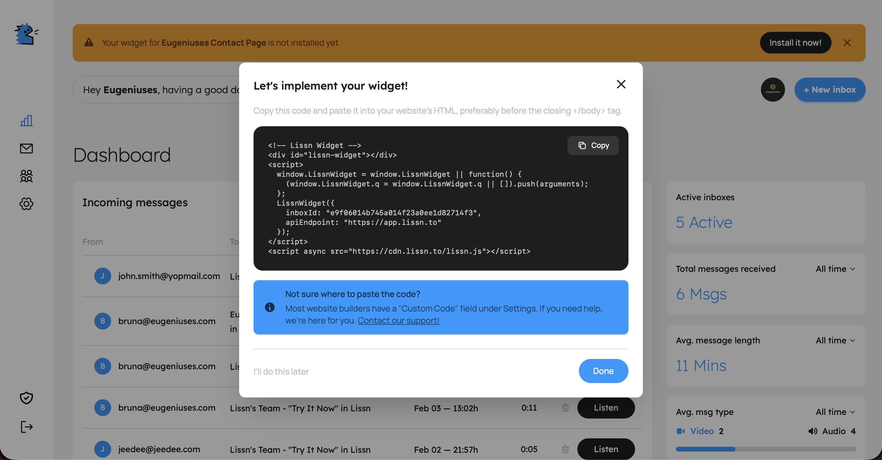 Lissn - Main product screenshot demonstrating key features and user interface