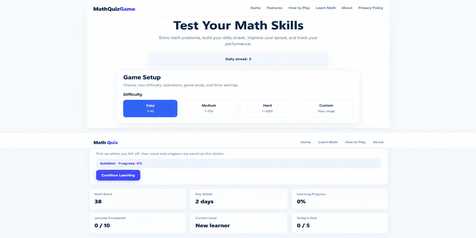 MathQuizGame screenshot 4