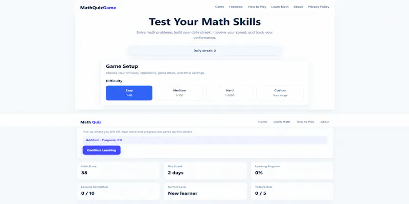 MathQuizGame screenshot 4