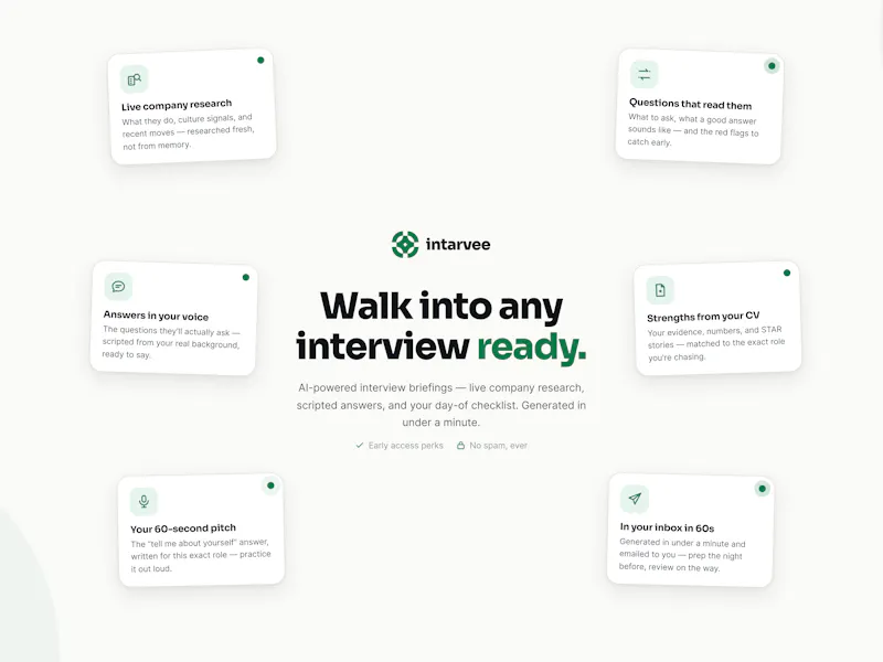 Intarvee — Walk into any interview ready screenshot 1
