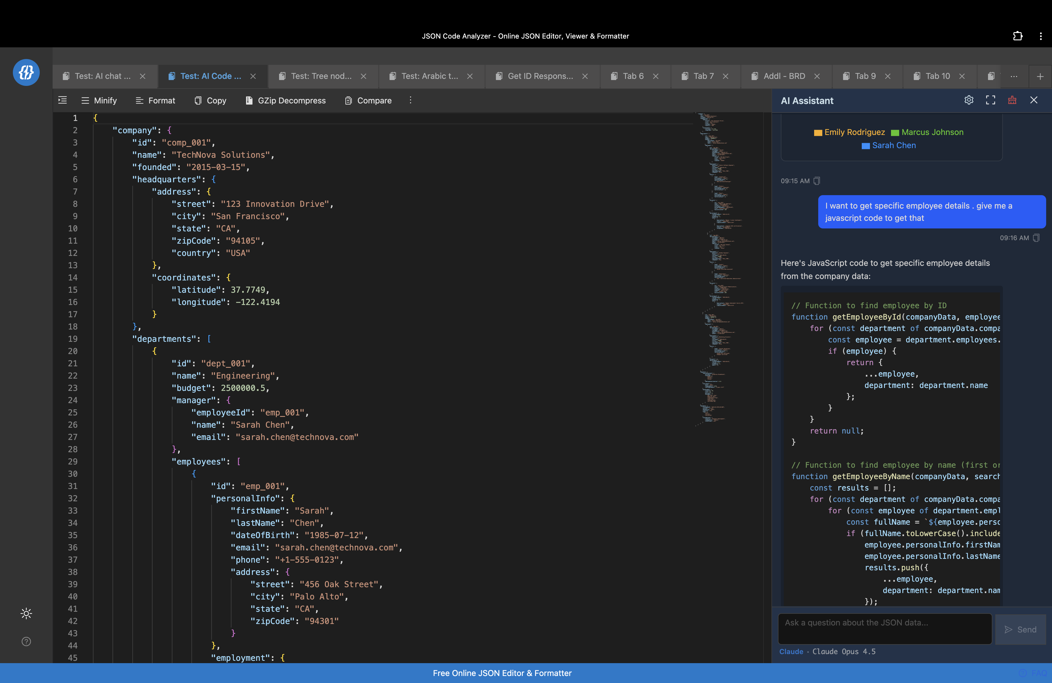 JSON Editor & Analyzer - Screenshot 2 showing product features and functionality