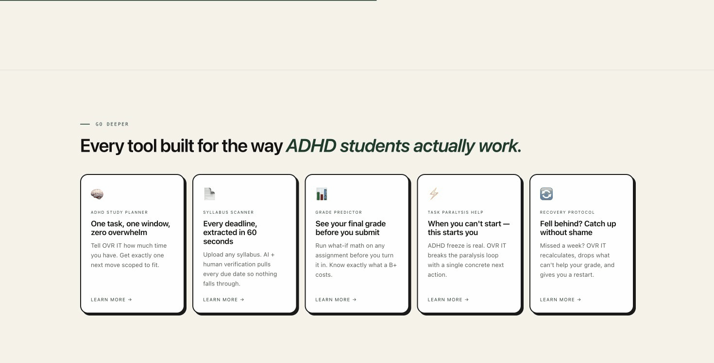 OVR IT — Study App for ADHD Students - Screenshot 4 showing product features and functionality
