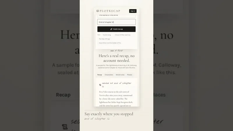 Plotrecap screenshot 1 (video preview)