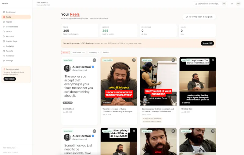 INSEN converts IG Reels into products. screenshot 5