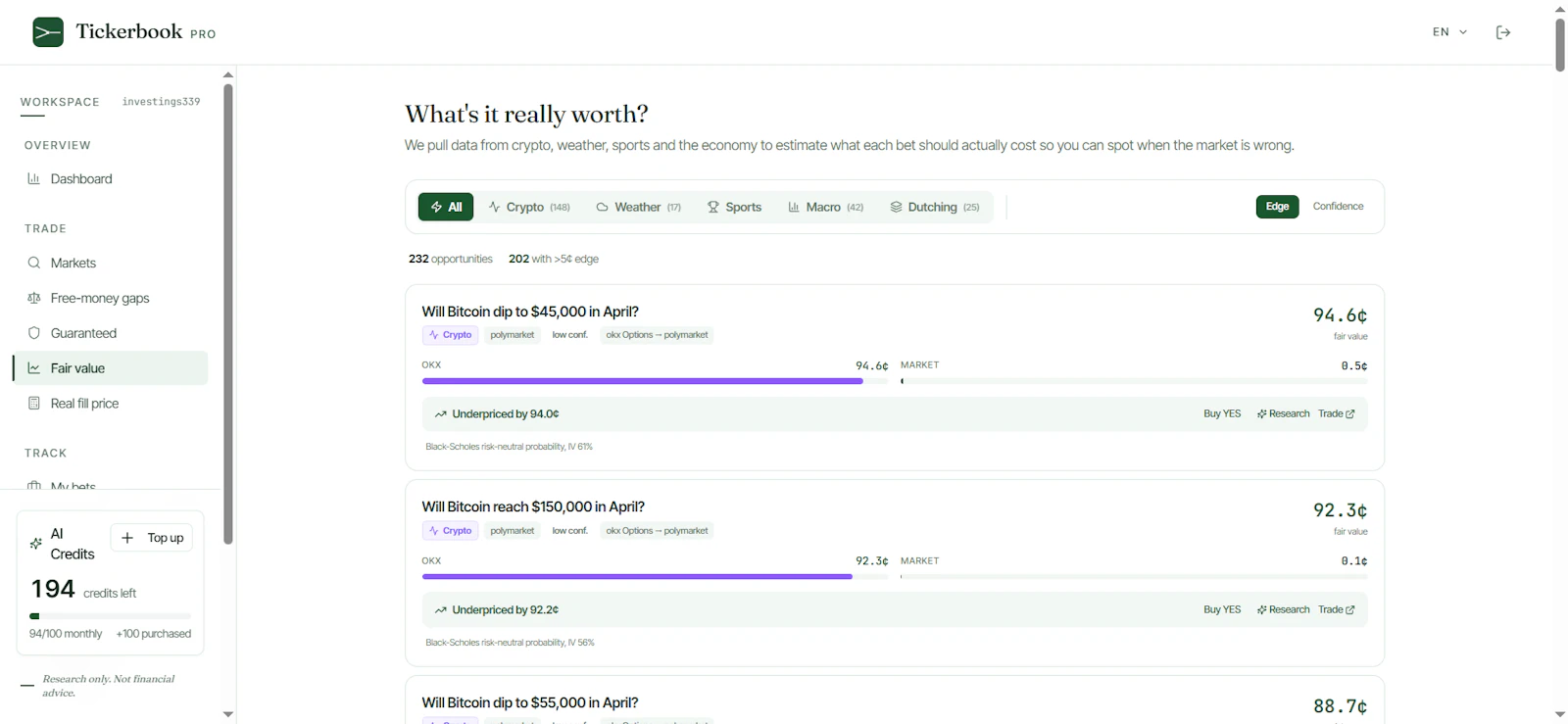 Tickerbook screenshot 2