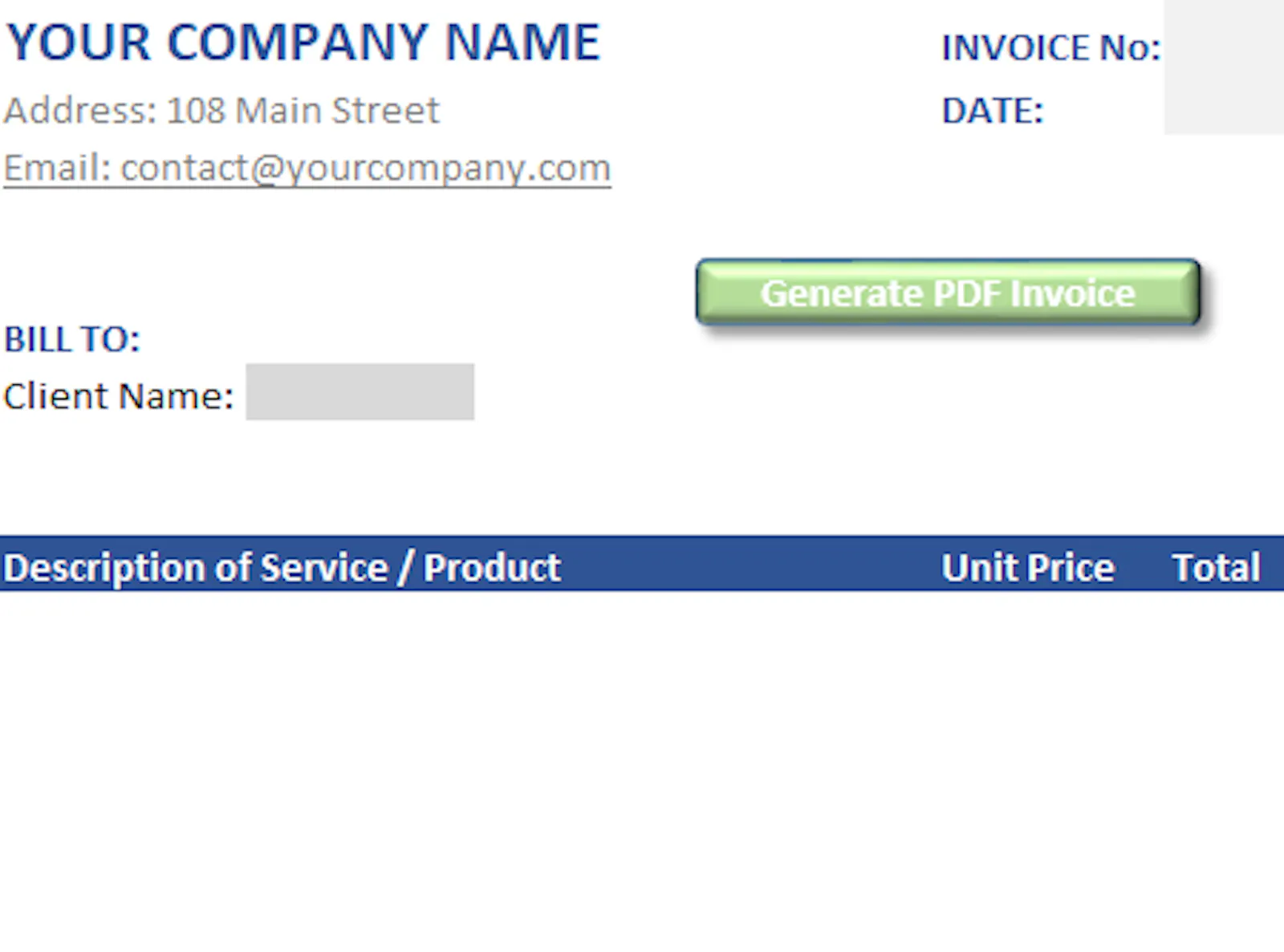 Automated Invoicing Excel Template screenshot 1