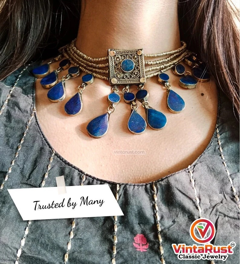 Tribal Stone Choker Necklace, 
