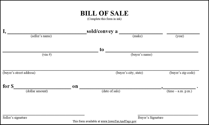 Bill Of Sale