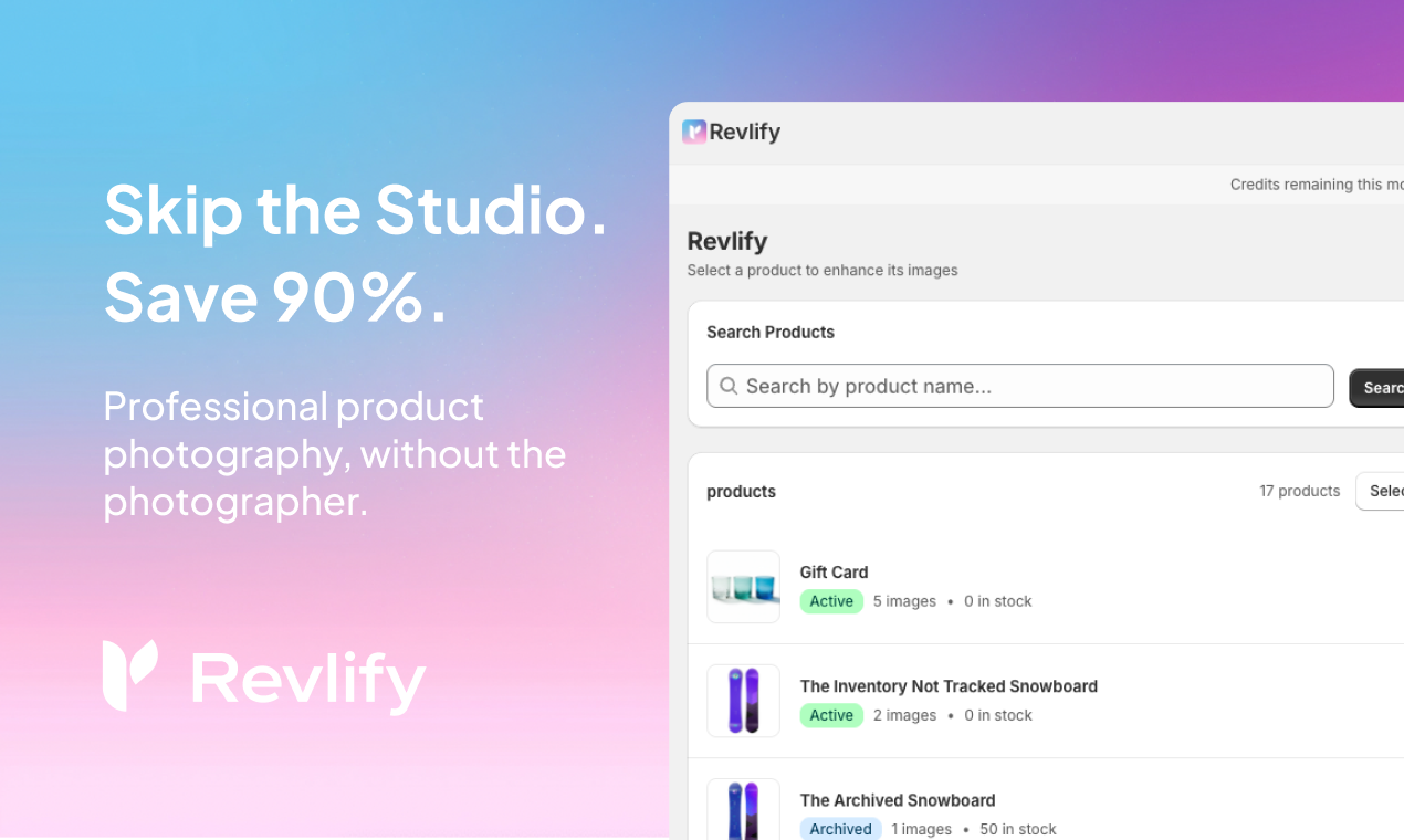 Revlify for Shopify - Main product screenshot demonstrating key features and user interface