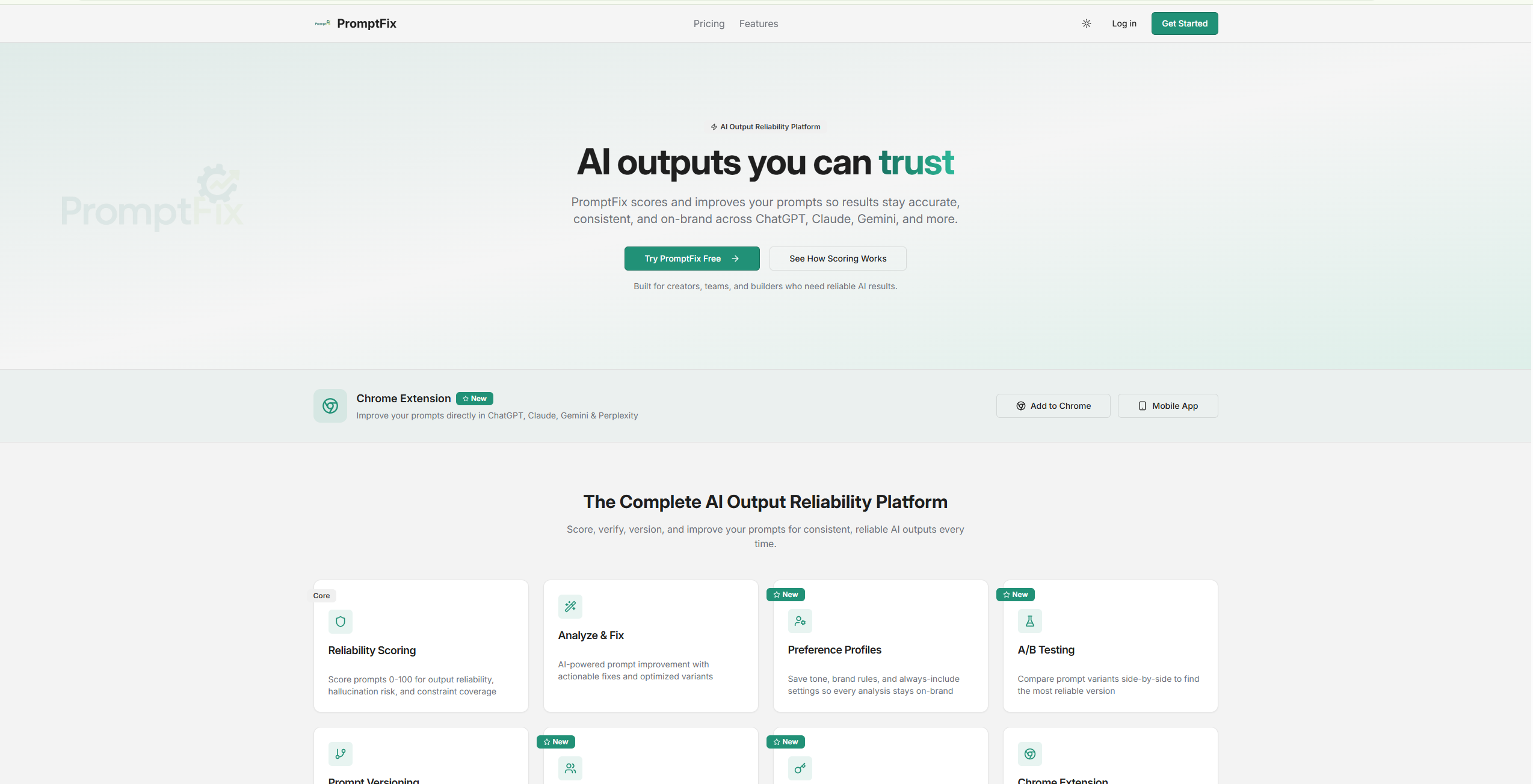 PromptFix v1.1 - Main product screenshot demonstrating key features and user interface