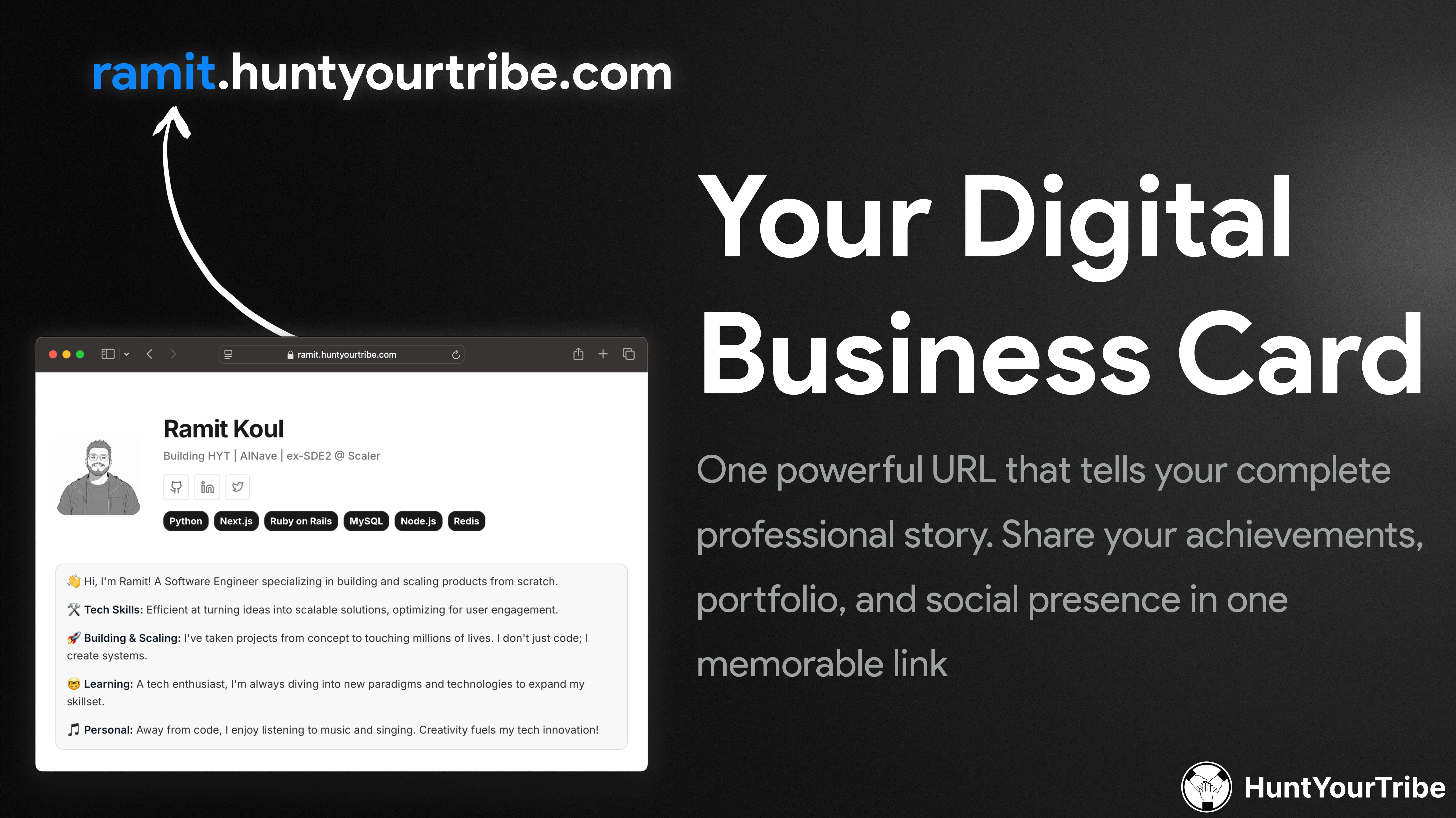 huntyourtribe - あなたのデジタルプロファイルとプロのブランディングが簡素化されましたメディア5