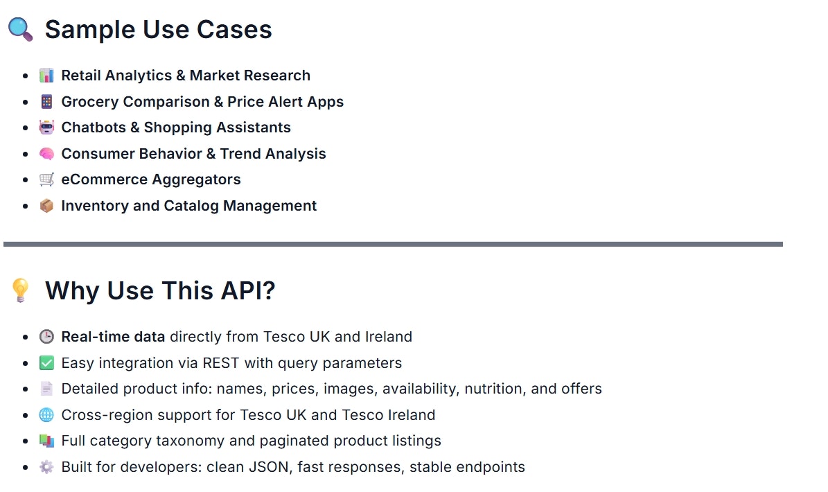 Real-time Tesco Data API gallery image