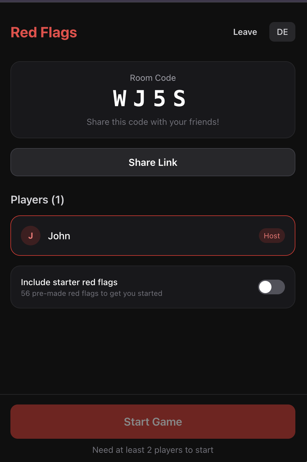 Red Flags - Screenshot 2 showing product features and functionality