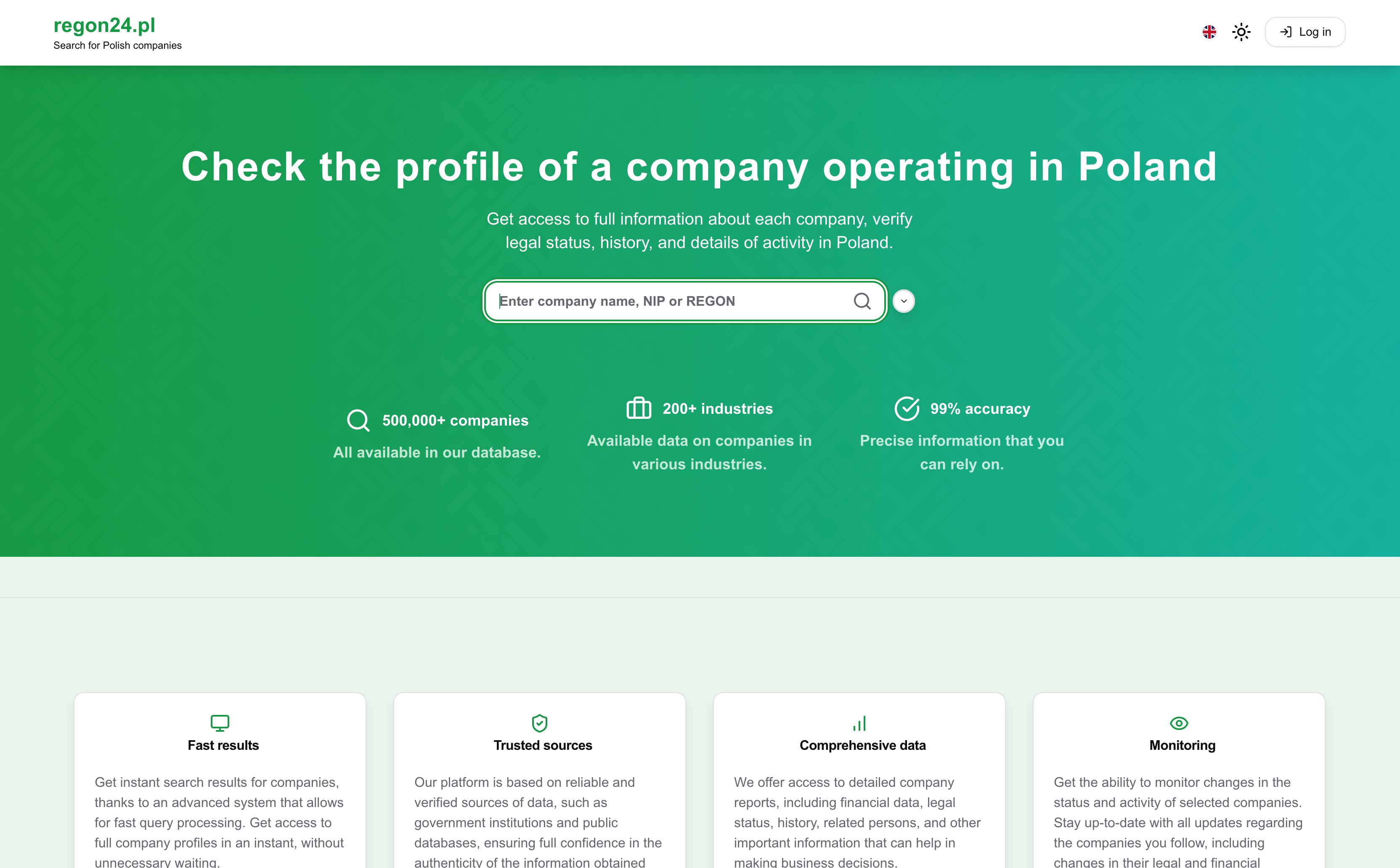 Regon24 - Main screenshot showing features and interface