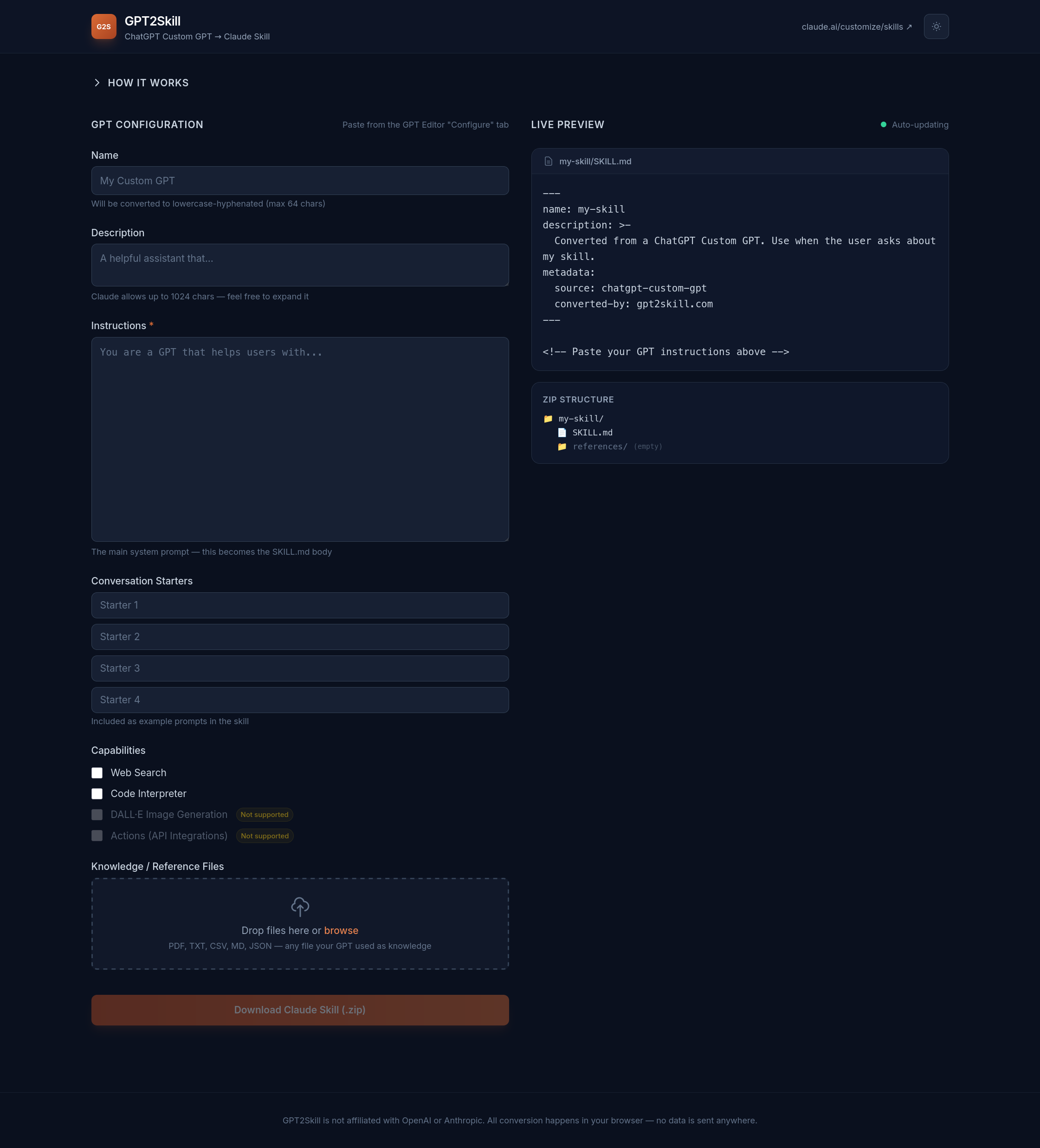 Convert Custom GPTs to Claude Skills gallery image