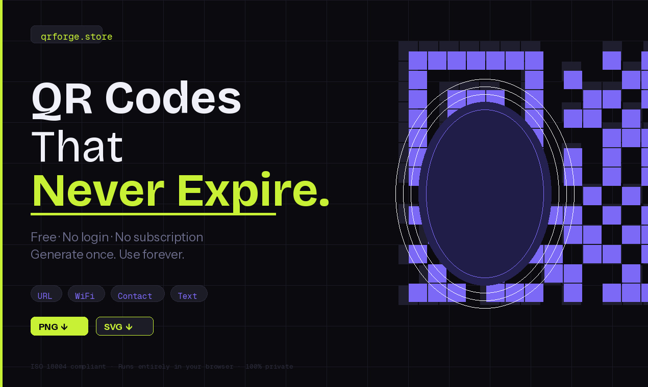 QRForge — Free Lifetime - Main product screenshot demonstrating key features and user interface