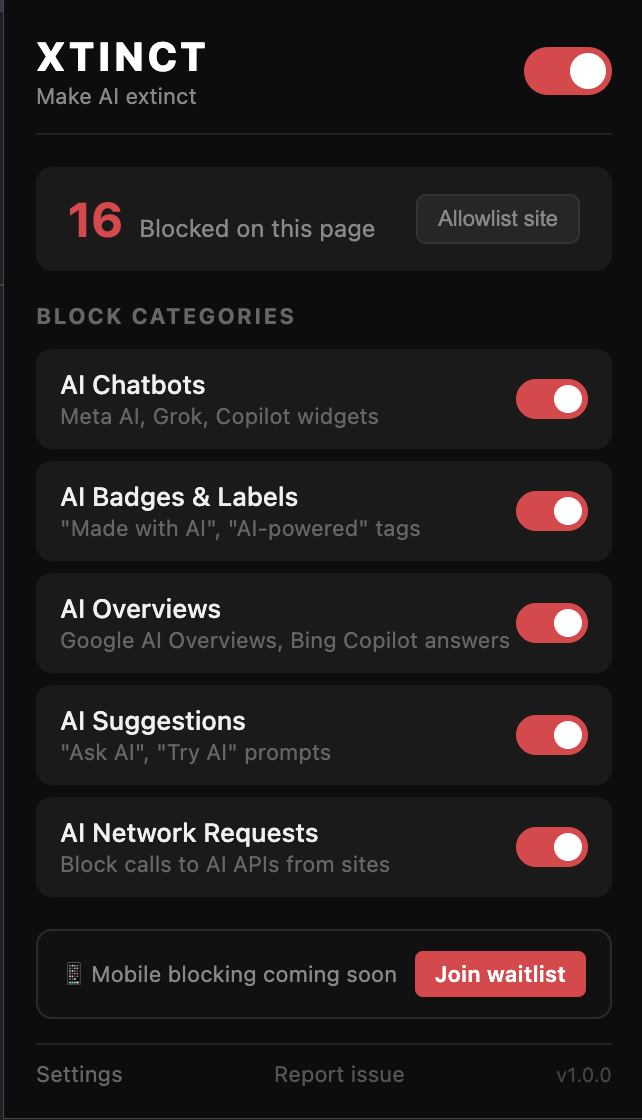 XTINCT: Remove AI clutter from the web gallery image