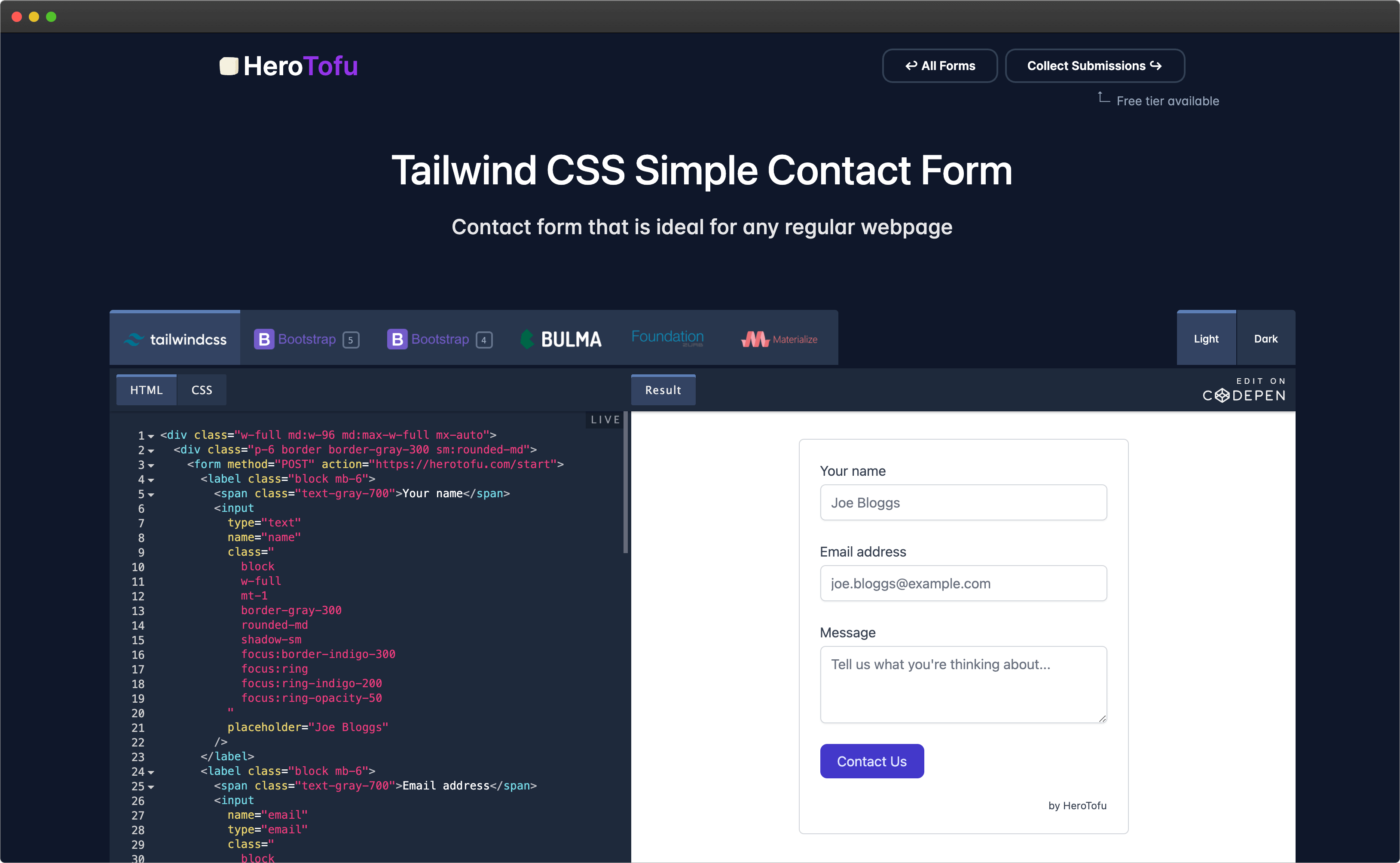 Free and Responsive HTML Form Templates gallery image